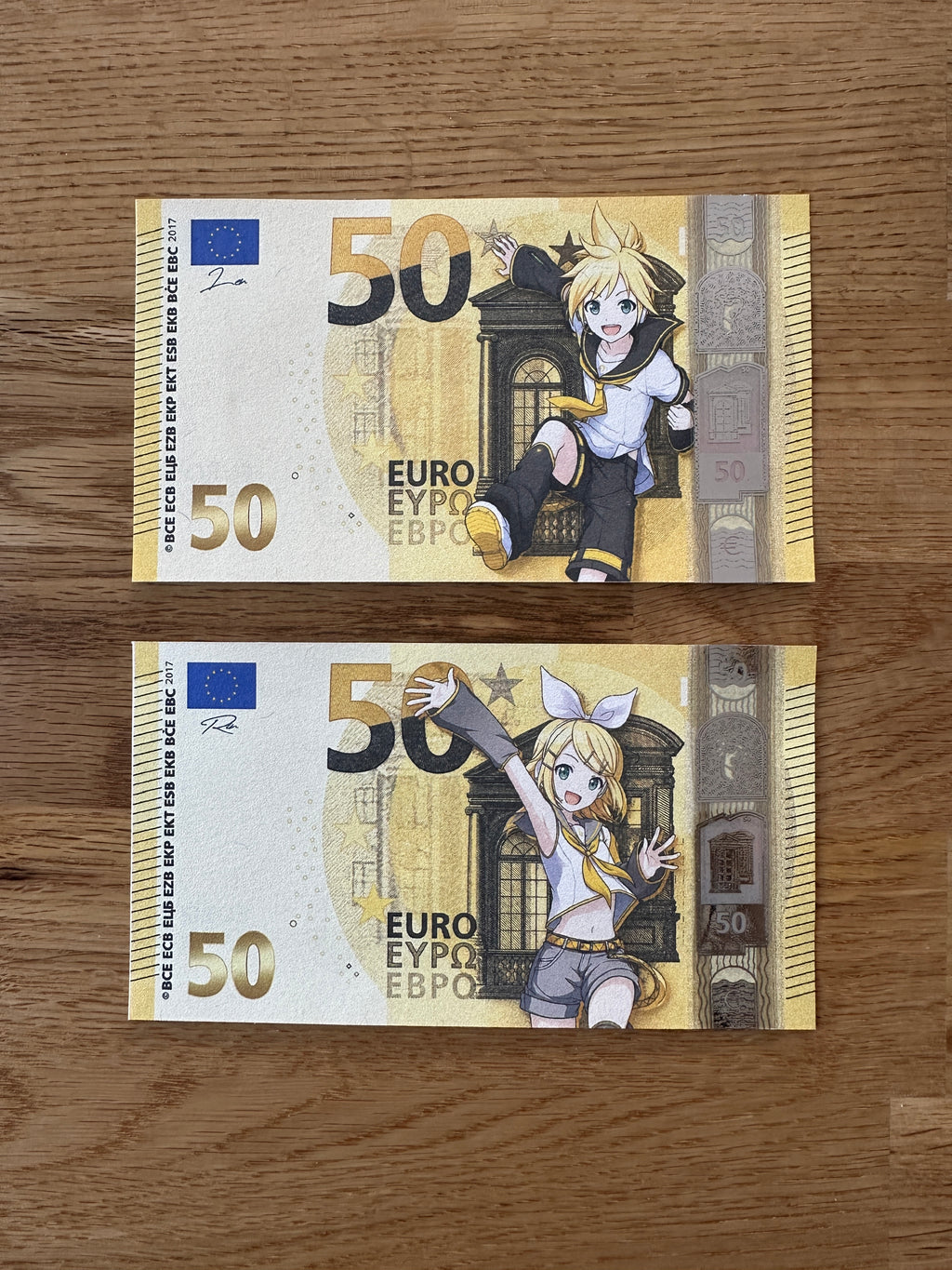Kagamine - 2-Piece Custom Anime Euro Banknote Bundle