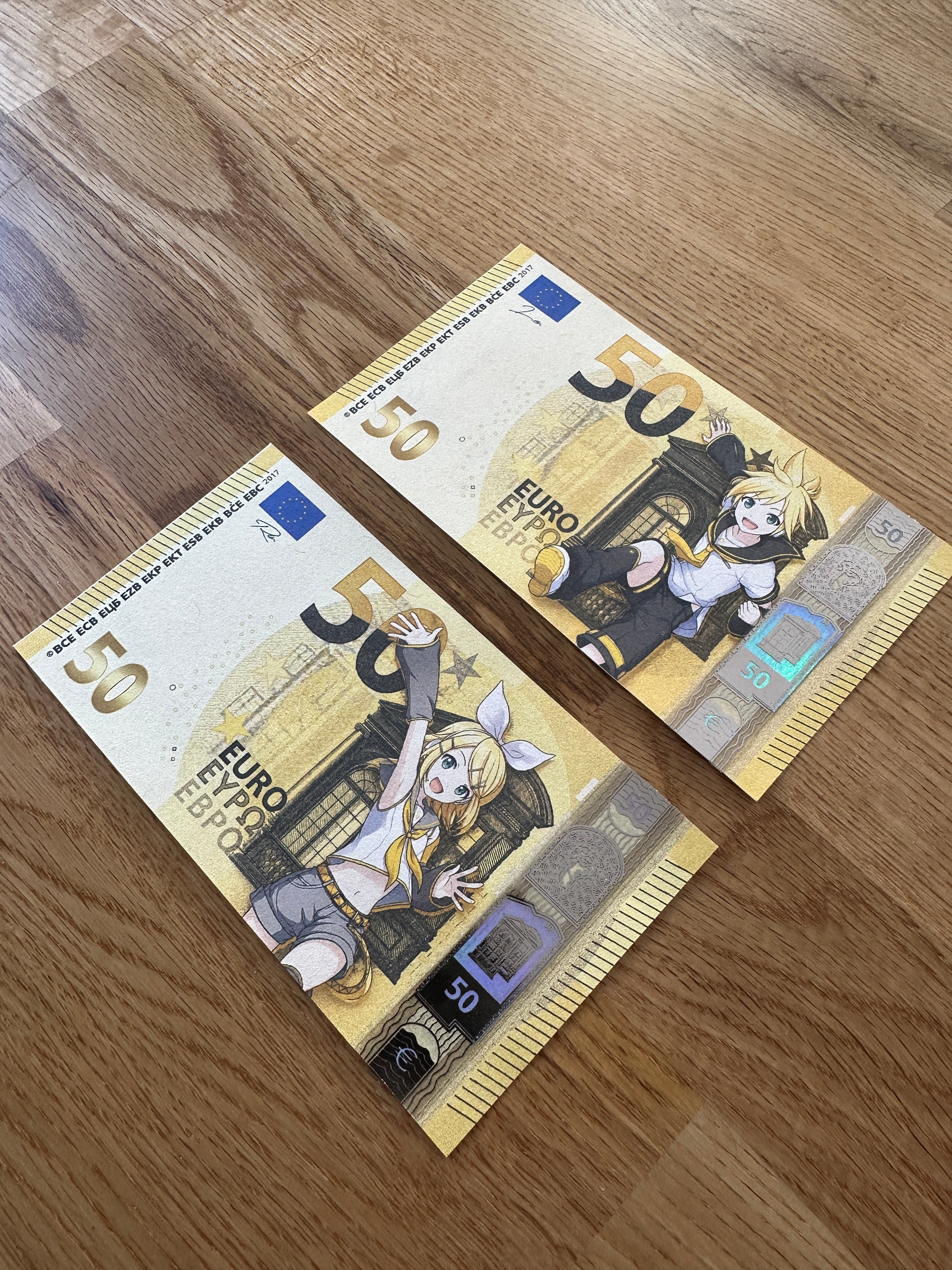 Kagamine - 2-Piece Custom Anime Euro Banknote Bundle