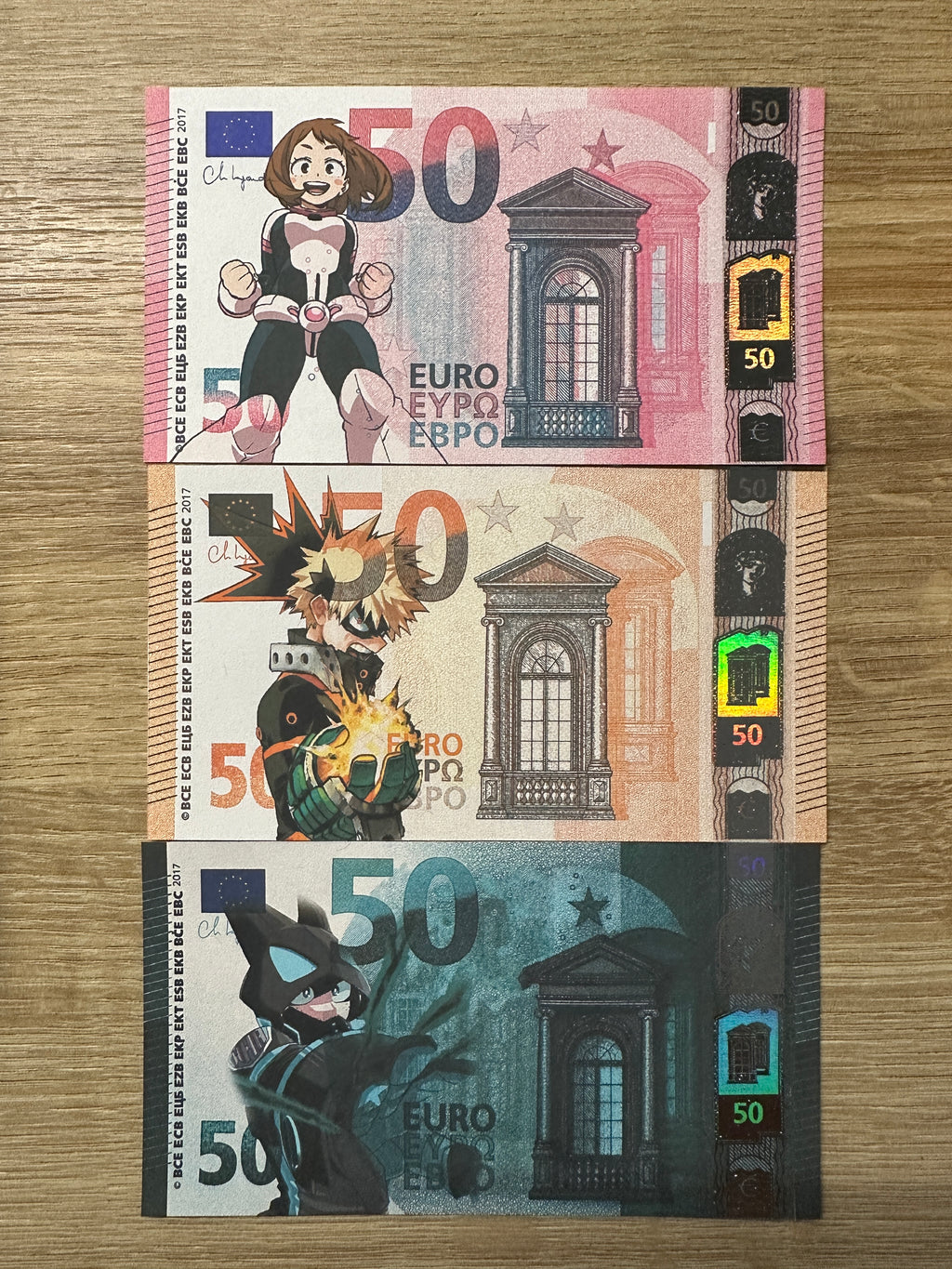 MHA Custom 50 Bill Bundle - Ochaco, Bakugo, & Dark Deku