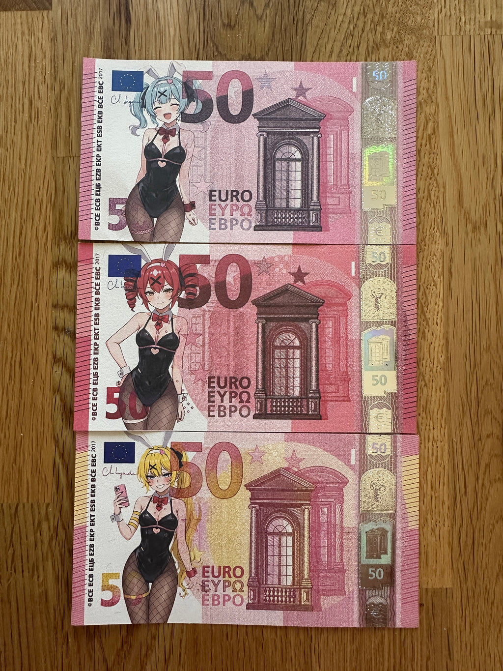 Bunny Girl Vocaloid Custom Euro Bills Bundle - Miku, Teto & Neru Edition - Custom Vocaloid Euro Bill Series