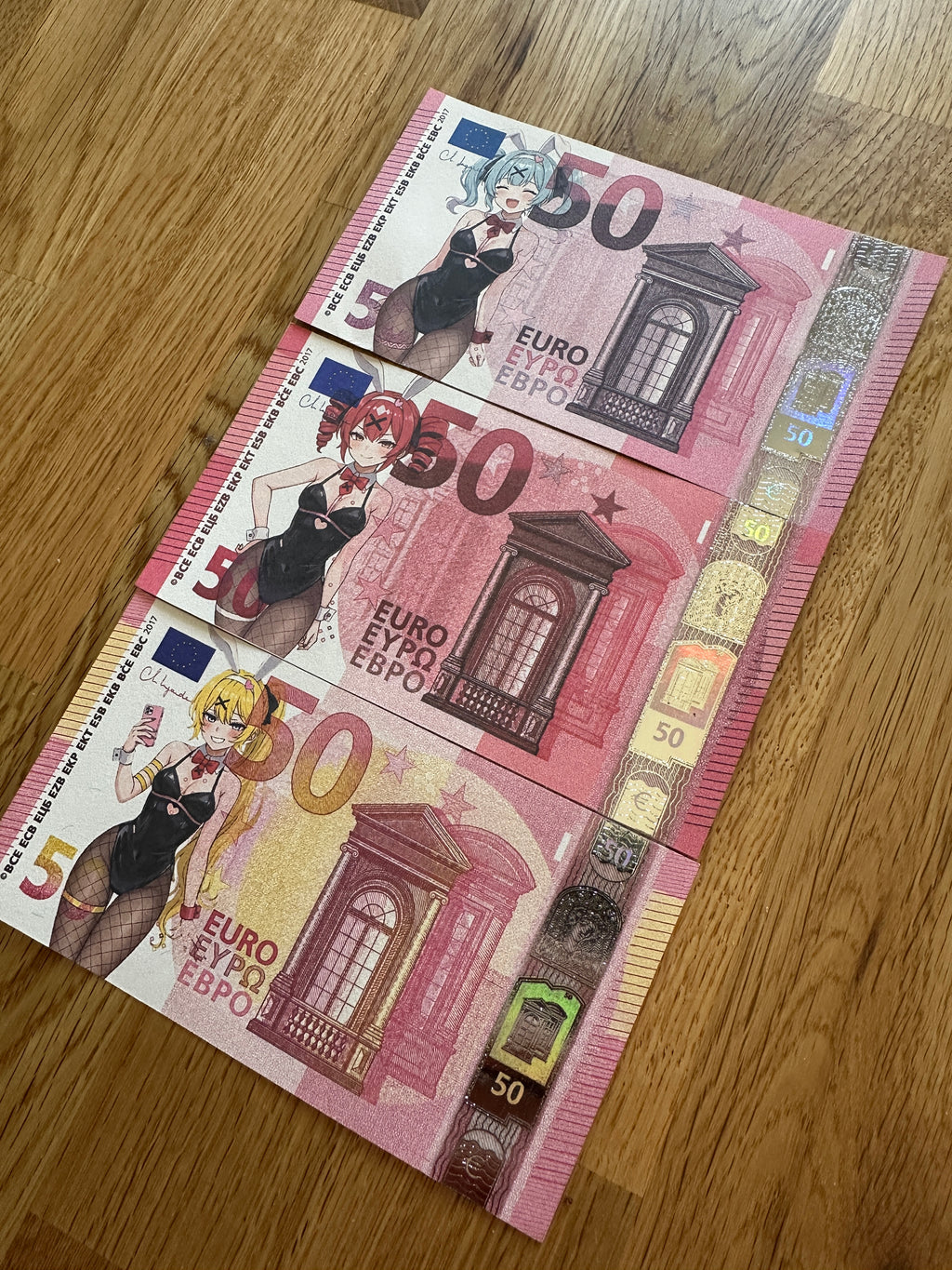 Bunny Girl Vocaloid Custom Euro Bills Bundle - Miku, Teto & Neru Edition - Custom Vocaloid Euro Bill Series