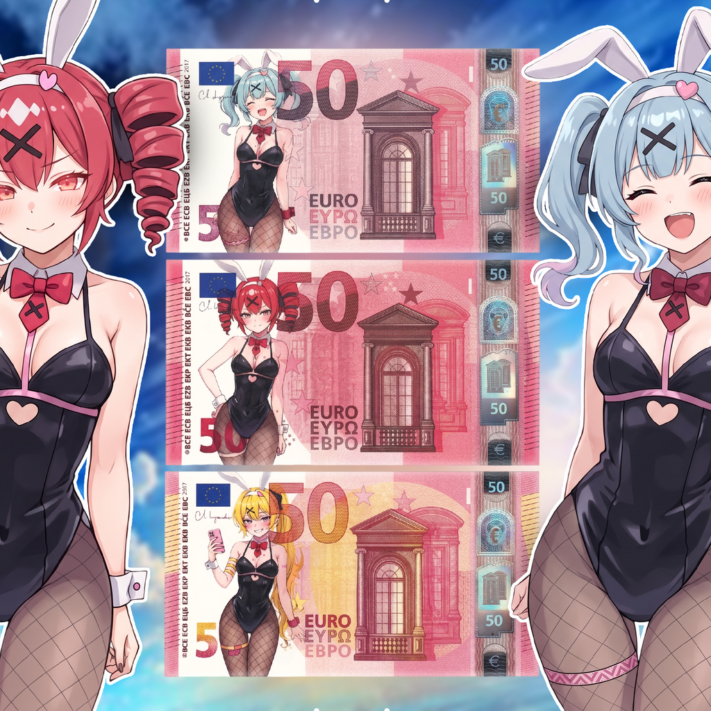 Bunny Girl Vocaloid Custom Euro Bills Bundle - Miku, Teto & Neru Edition - Custom Vocaloid Euro Bill Series