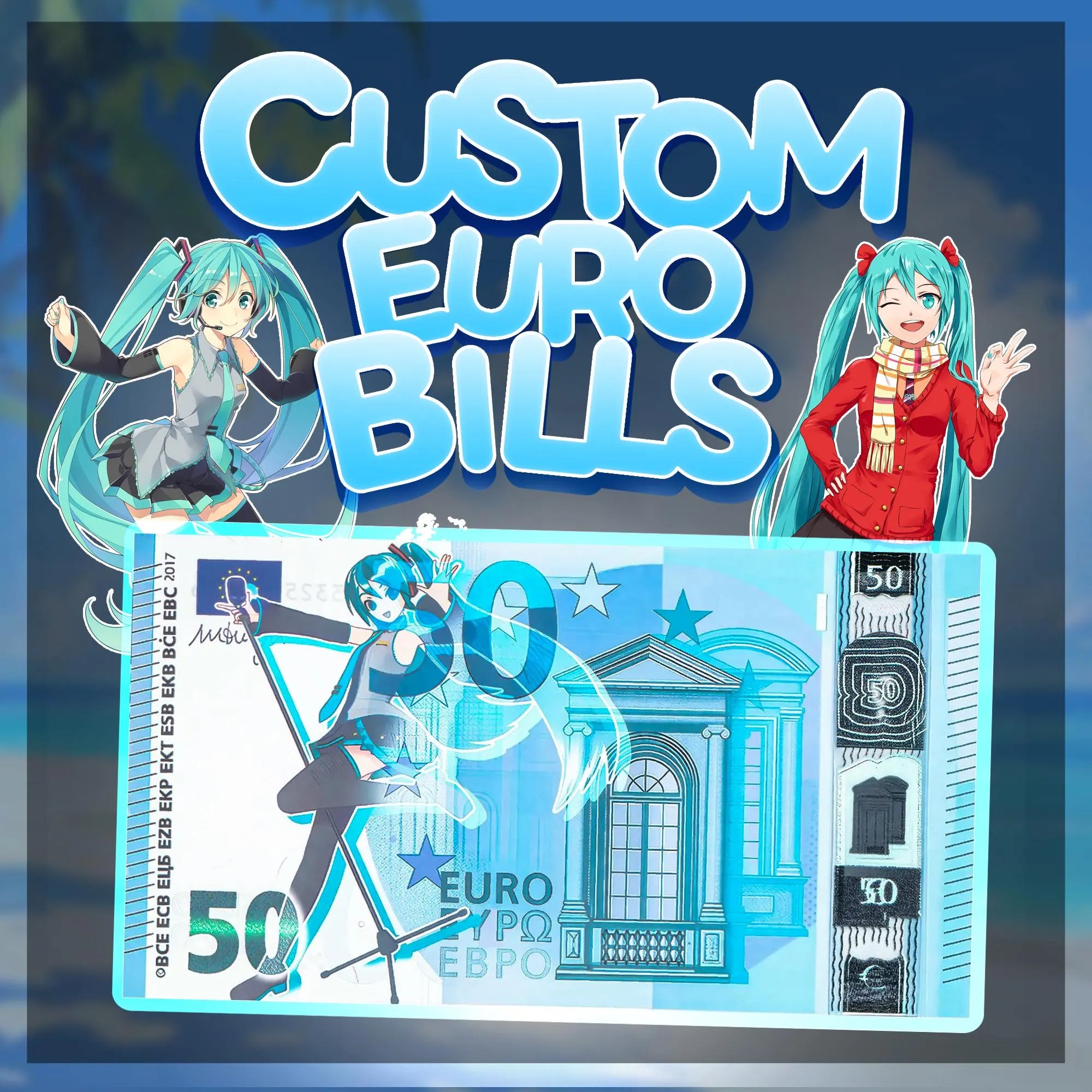 Hatsune Miku 50 Euro Note - Custom Vocaloid Euro Bill Series