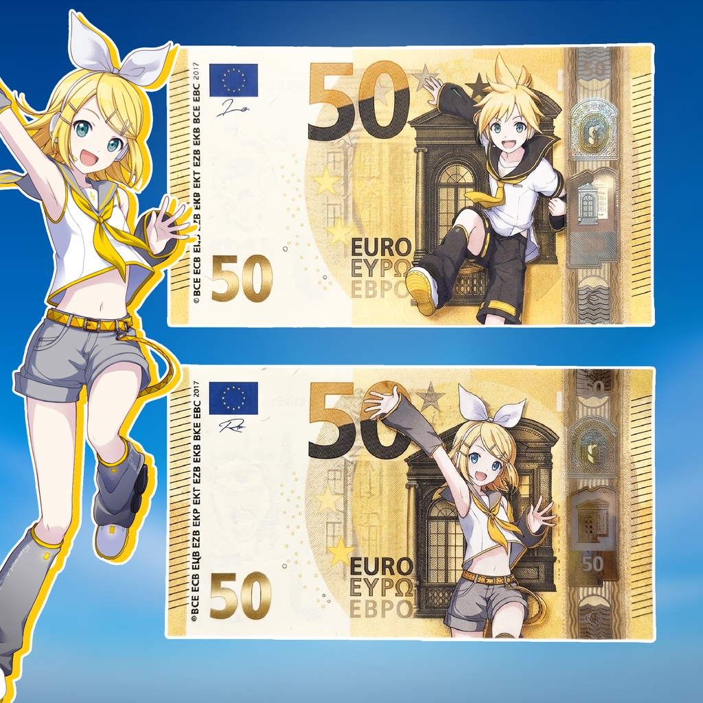 Kagamine - 2-Piece Custom Anime Euro Banknote Bundle