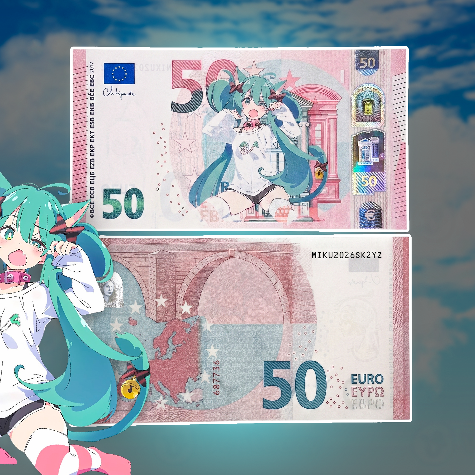 Miku Cat Custom 50-Euro Note