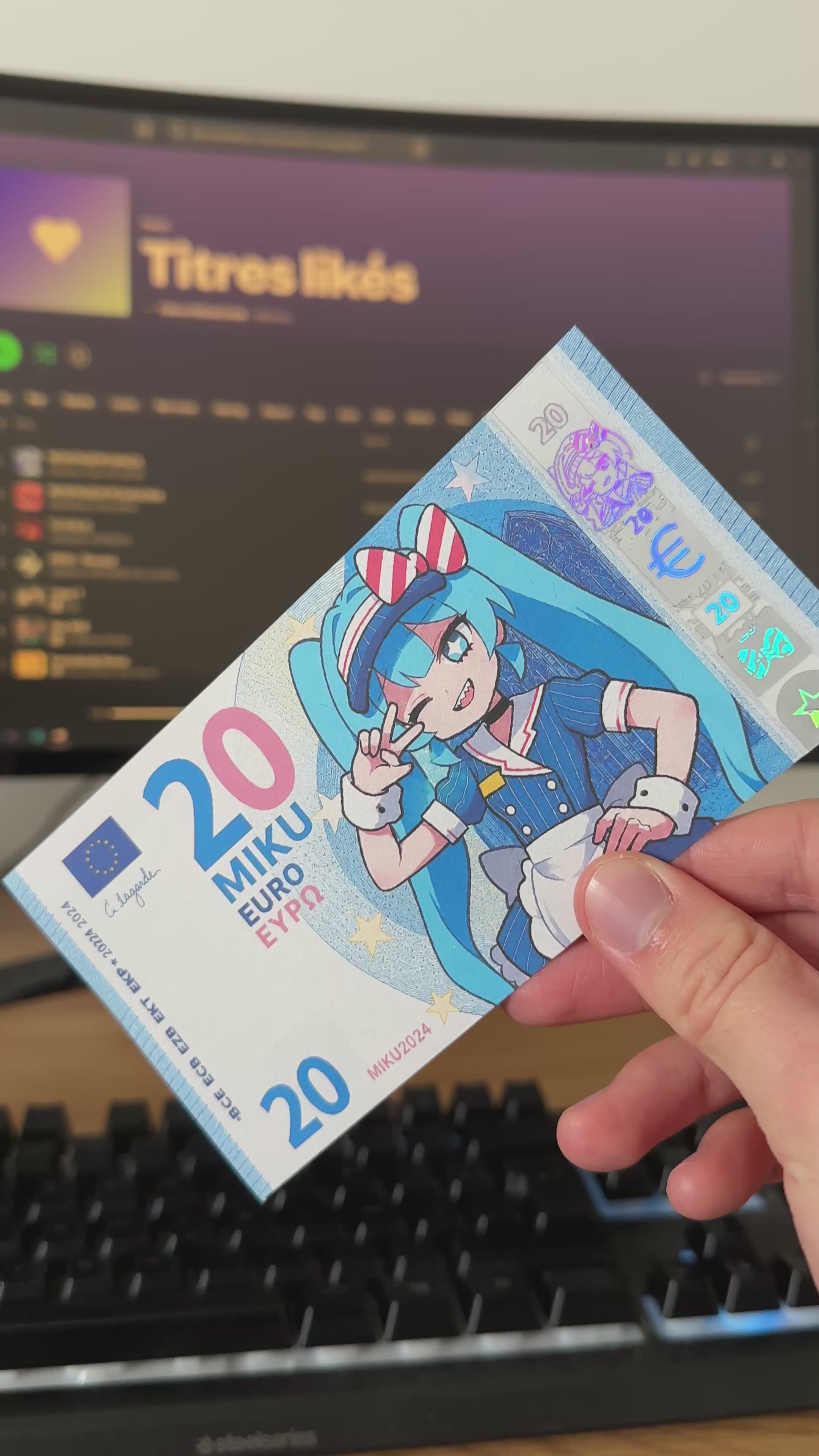 Miku & Teto - New Gen 2-Piece Custom Anime Euro Banknote Bundle (20 & 50)